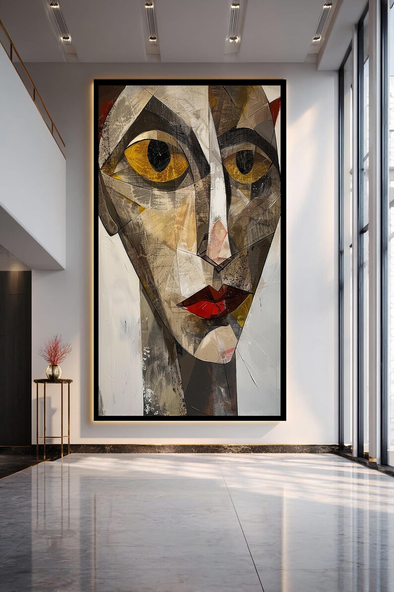 Cubist Face Canvas Print Modern Abstract Portrait Wall Art Geometric ...