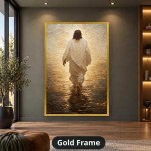 Jesus Walking on Water Canvas Print Christian Faith Wall Art Spiritual Religious Artwork for Home Church Prayer Room Decor