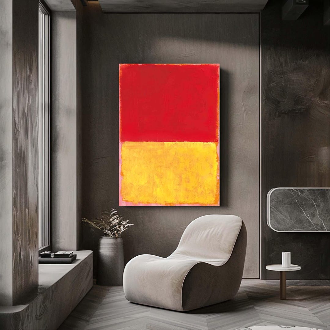 Mark Rothko Style, Abstract Red Yellow Color Field Canvas Wall Art ...