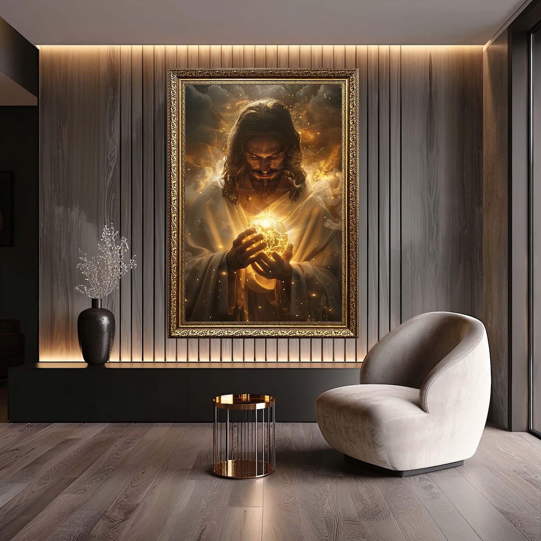 Jesus Holding Light Canvas Wall Art Print, Christian Religious Home ...