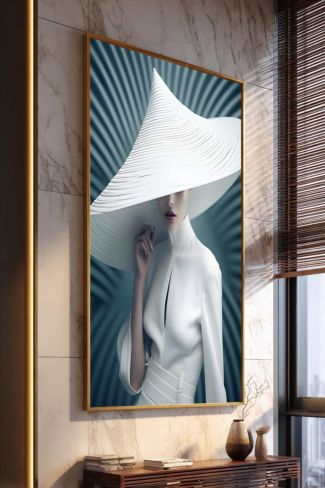 Minimalist Fashion Portrait Canvas Print Futuristic Woman Wall Art ...
