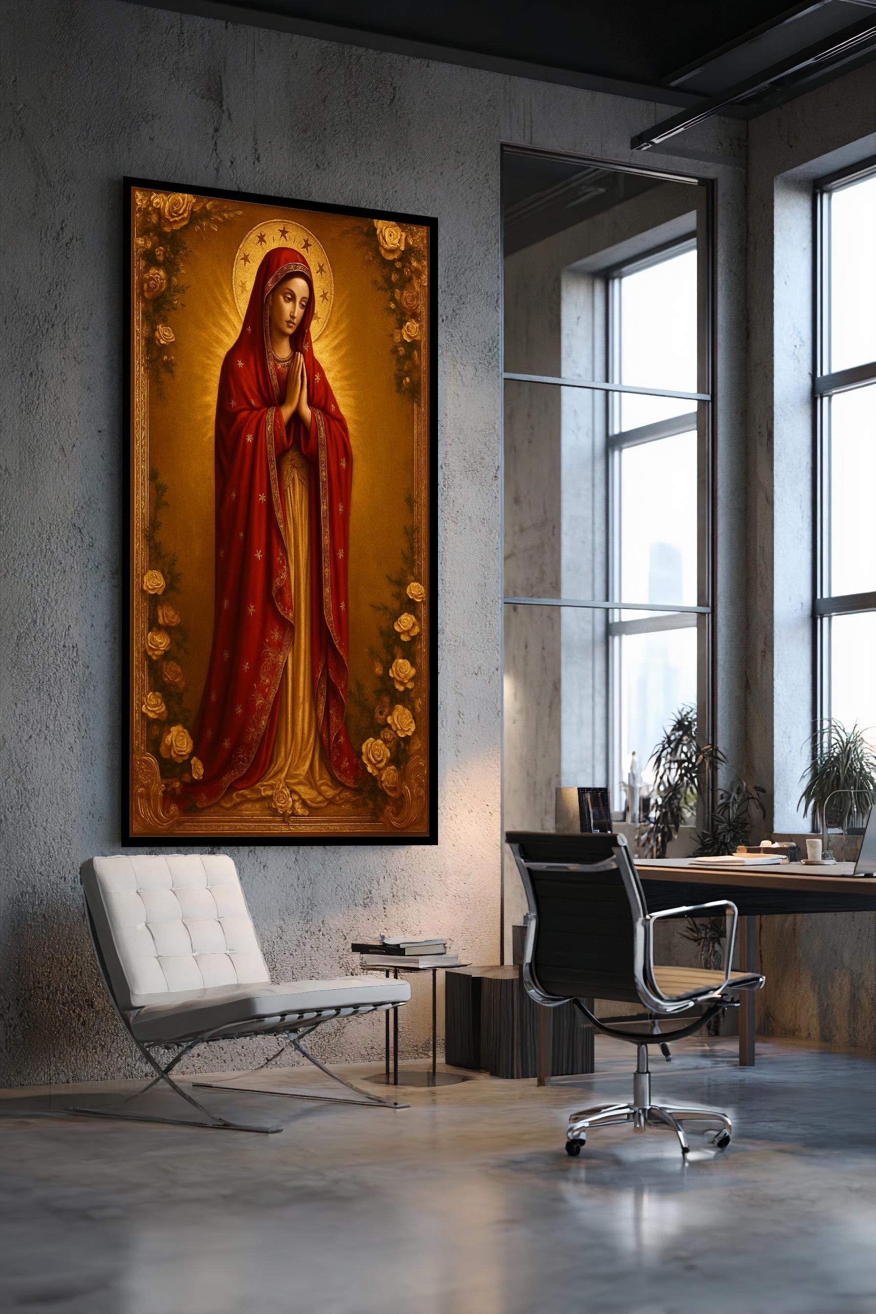 Virgin Mary Prayer Canvas Wall Art Print, Sacred Madonna Religious ...