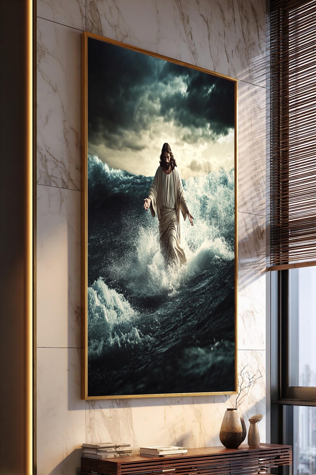 Jesus Walking on Water Canvas Wall Art Print, Christian Religious ...