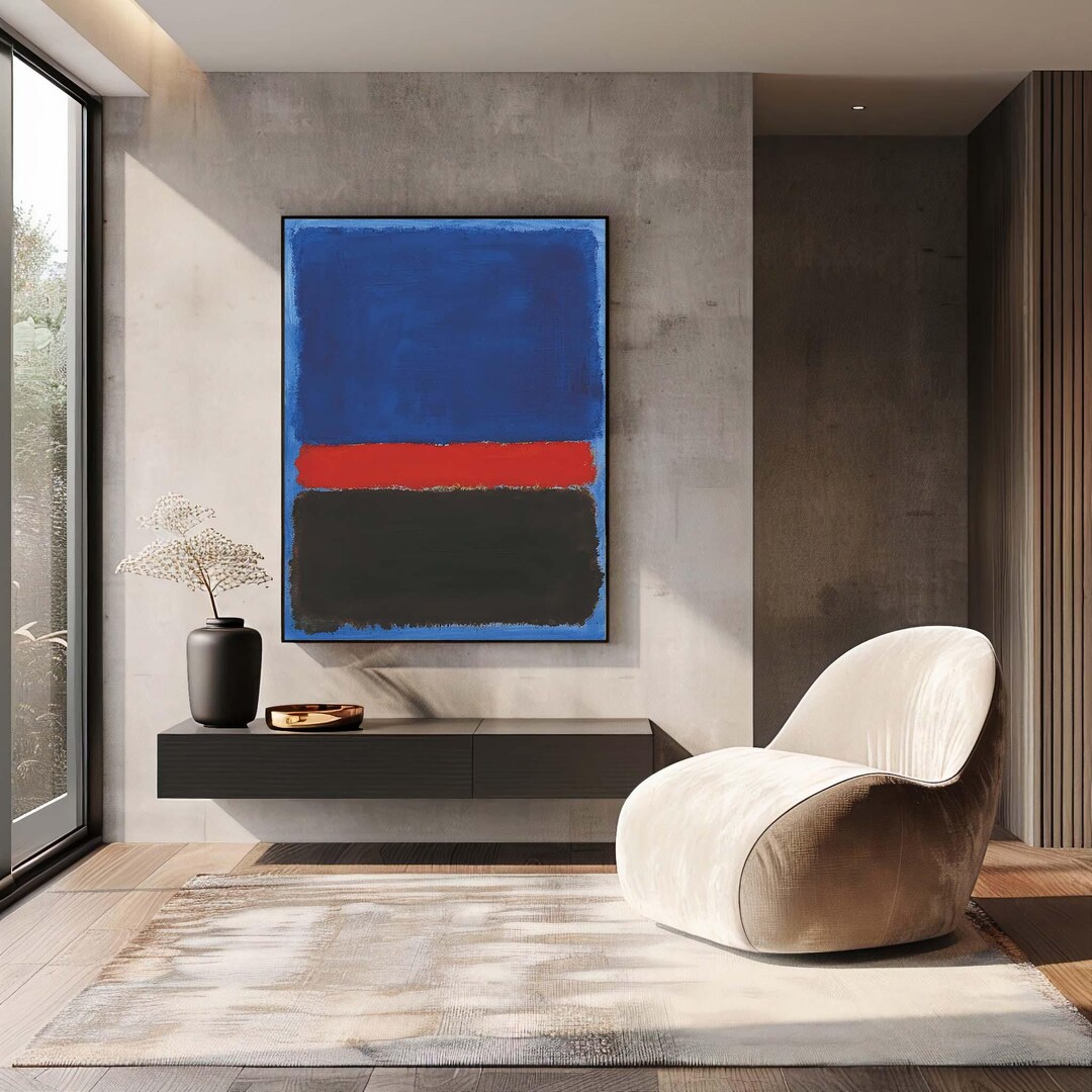 Mark Rothko Style, Blue and Black Abstract Canvas Wall Art Print ...