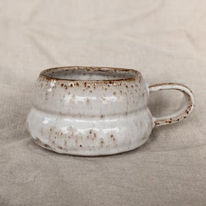 MADE TO ORDER Studio.B Mug - Handmade coffee/ latte cup - speckled white ceramic bubble cup with handle