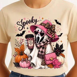 Ghostface Fall Coffee PNG Halloween Latte PNG Autumn Spooky Season Sublimation Fall Shirt Design