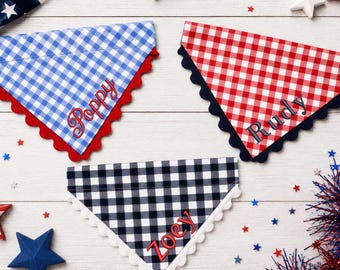 Bandana personalizzata per cani con bordo smerlato / Bandana patriottica estiva per animali domestici