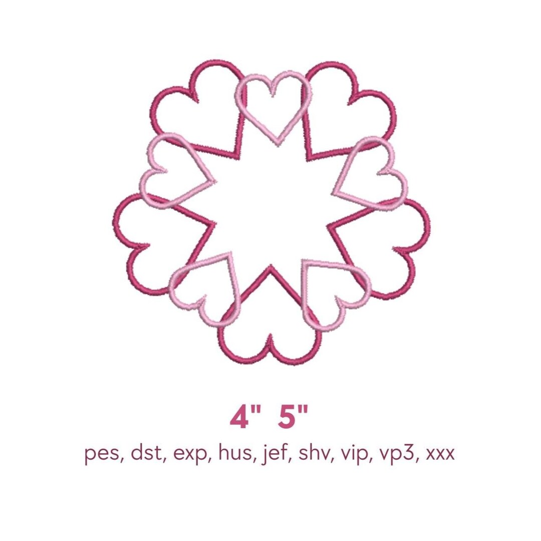 Heart Monogram Frame Embroidery Design | Valentine Wreath (digital File ...