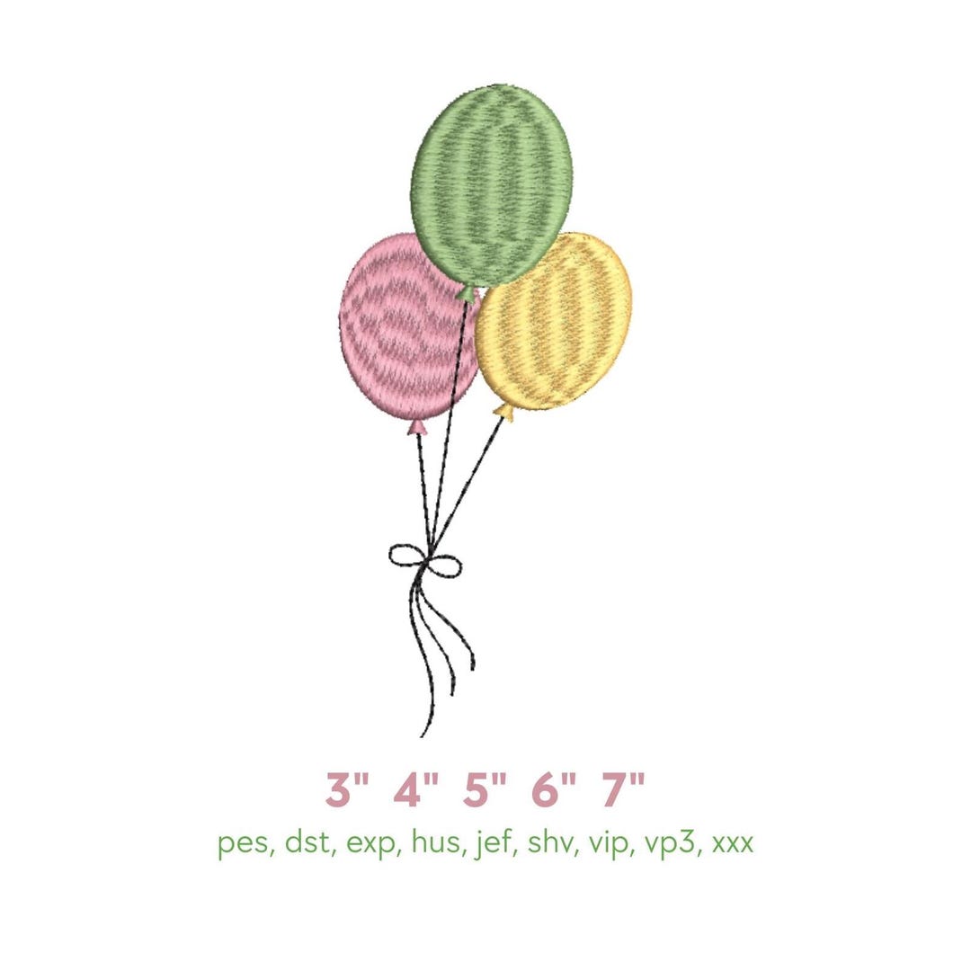 Balloon Embroidery Design | Birthday Machine Embroidery File - Etsy