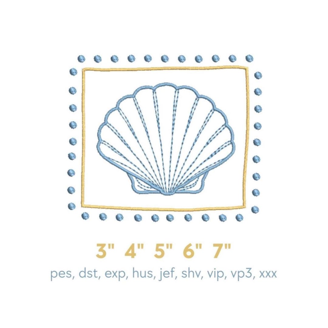 Seashell Embroidery Design | Coastal Beach Nautical Machine File ...