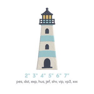 Coastal Lighthouse Embroidery Design | Beach Machine Embroidery File