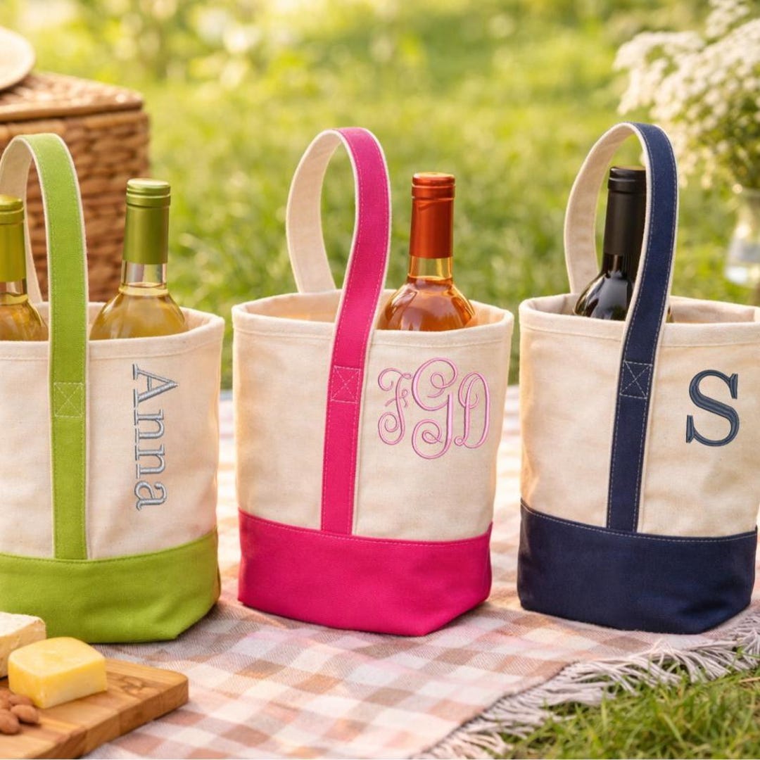 Wine Racking Tote Canvas Wine Tote Bag | Custom Wine Bottle Carrier With Removable ...
