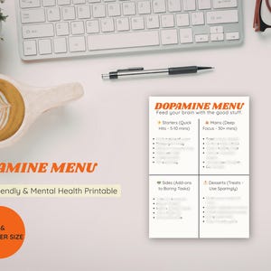 Dopamine Menu Printable | ADHD Planner & Mental Health Tracker | Executive Dysfunction Tool | Self Care Checklist | Therapy Poster PDF
