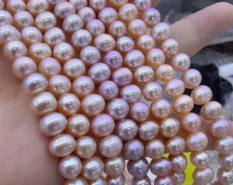 8 mm/9 mm rosa Perlenkette zur Schmuckherstellung
