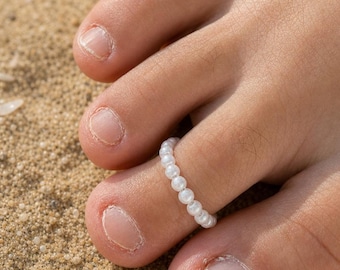adjustable toe ring with no tarnish, pearl toe rings