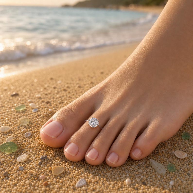 adjustable toe ring, Vacation jewelry for her,Minimalist Waterproof Beach Summer wedding Jewelry ,Invisible Fishing Line Floating Design image 6