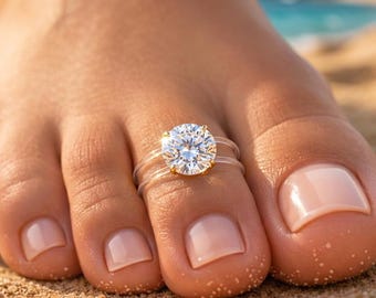 Verstellbarer Zehenring, Urlaubsschmuck für Sie, minimalistischer, wasserfester Strand- und Sommerhochzeitsschmuck, unsichtbares Design mit schwimmender Angelschnur