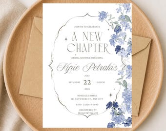 A New Chapter Bridal Shower Invitation Template, Invite, Editable Wedding Invite Printable