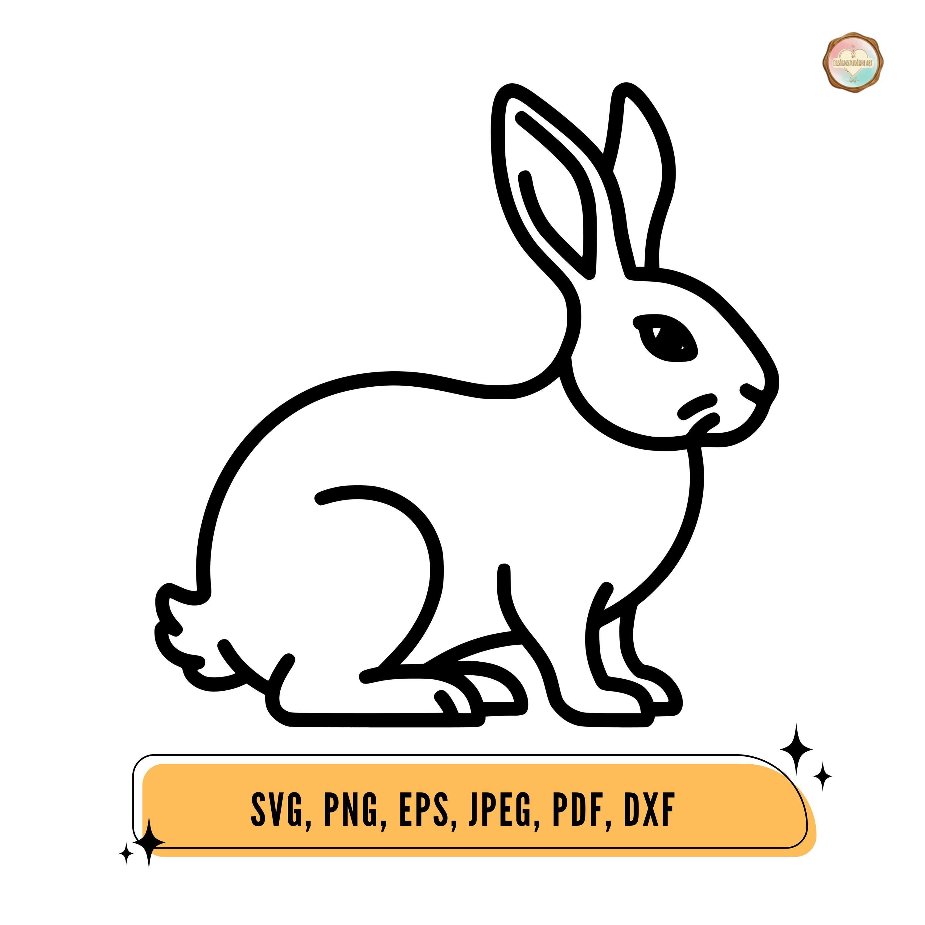 Bunny Outline Drawing, Rabbit SVG, Easter Clipart (digital Download - Etsy