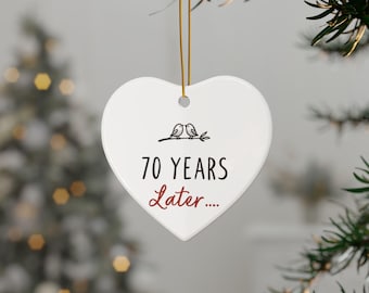 70th Anniversary Ornament Heart | Ceramic 2-Sided Anniversary Keepsake