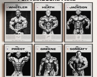 Mr. Olympia Bodybuilder Legends Posters For Hardcore Fans: Flex Wheeler, Phil Heath, Dexter Jackson, Lee Priest, Kai Greene, El Sonbaty