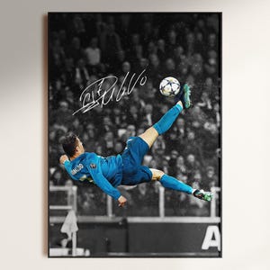 Cristiano Ronaldo Poster, Iconic Bicycle Kick Poster, Soccer Legend, Signed Football Poster, Cr7 Fan Gift, Digital Download