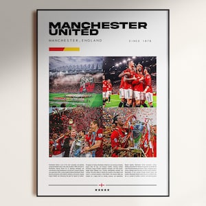 Plakat Manchester United, Dekoracja Manchester United, Prezent dla kibica Manchester United, Grafika ścienna Manchester United, Plakat piłkarski, Prezent piłkarski, Pobieranie cyfrowe zdjęcie 1