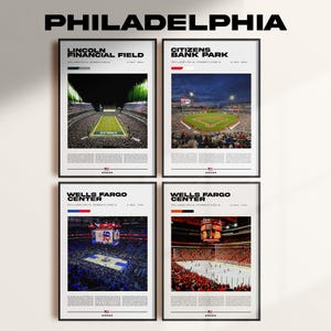 Philadelphia Sport Stadium Poster Set, Eagles, Phillies, 76ers, Flyers, Philadelphia Stadiums Dekor, Stadium Väggkonst, Digital Nedladdning
