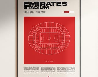 Arsenal Poster, Emirates Stadium Poster, Arsenal Gifts, Arsenal Stadium Wall Decor, Soccer Stadium Poster, Football Gift for Him