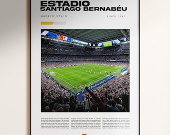 Poster dello stadio Santiago Bernabéu, poster del Real Madrid, regalo per i tifosi del Real Madrid, decorazioni del Real Madrid, poster dello stadio di calcio, arte murale sul calcio