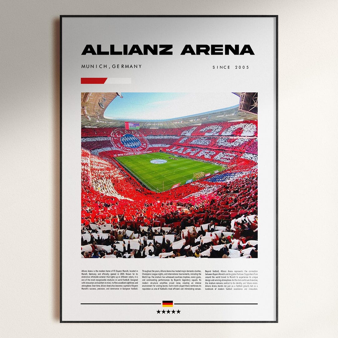 Allianz Arena Football Poster, Bayern Munich Stadium Poster, Bayern Fan ...