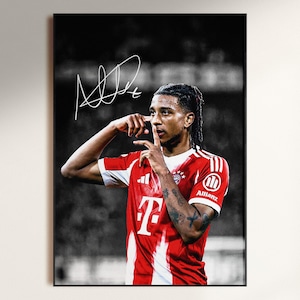 Pôster de futebol autografado por Michael Olise, decoração de futebol, download digital