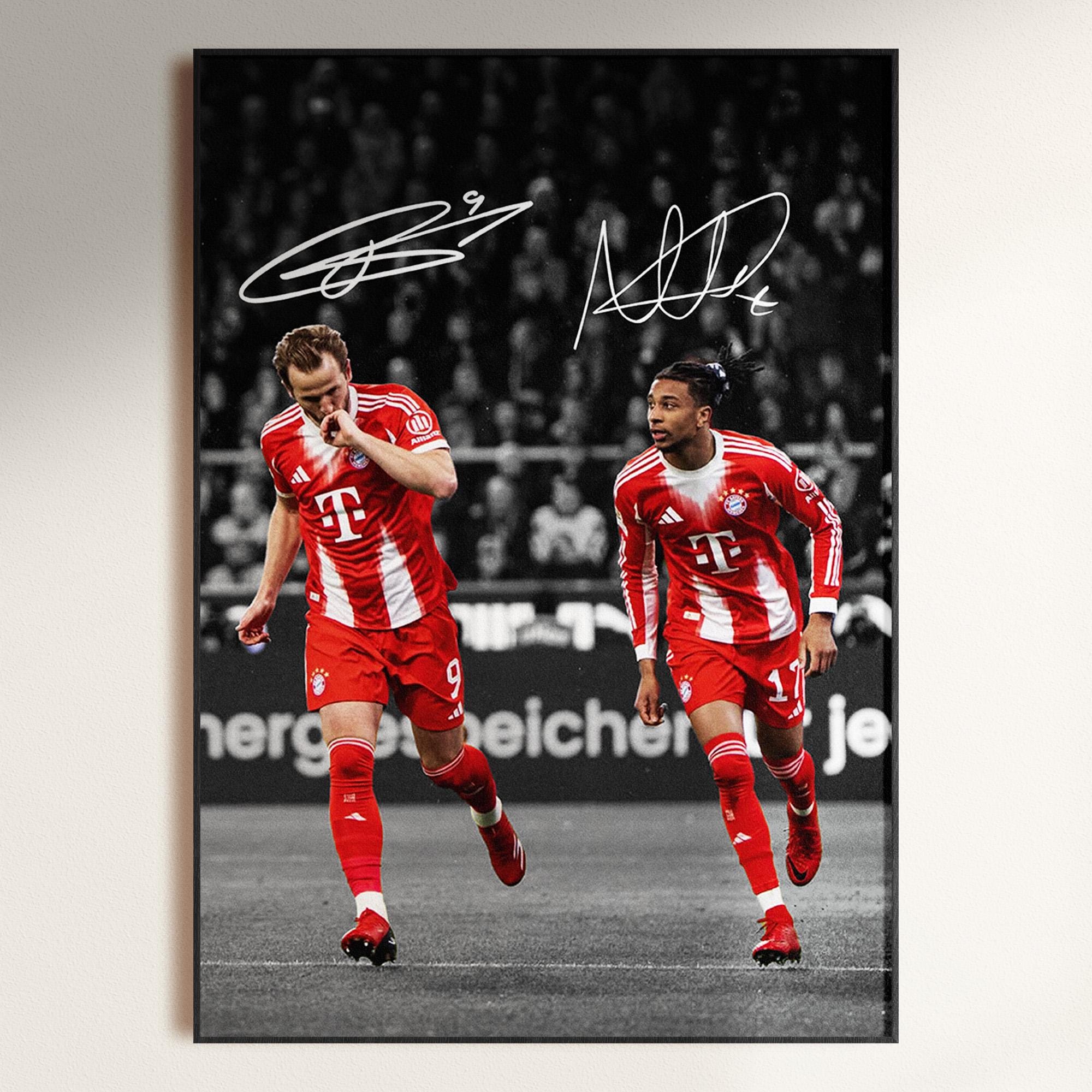 マイケル・オリセ＆ハリー・ケイン ポスター、サイン入りサッカー