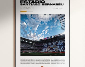 Póster del Estadio Santiago Bernabéu, Póster del Real Madrid, Regalo del Real Madrid, Decoración del Real Madrid, Póster del Estadio de Fútbol, Arte Mural de Fútbol