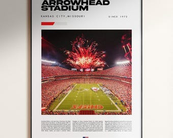 Arrowhead Stadium Poster, Kansas City Chiefs Poster, NFL Stadium Poster, Football Stadium Decor, Football Stadium, Digital Download