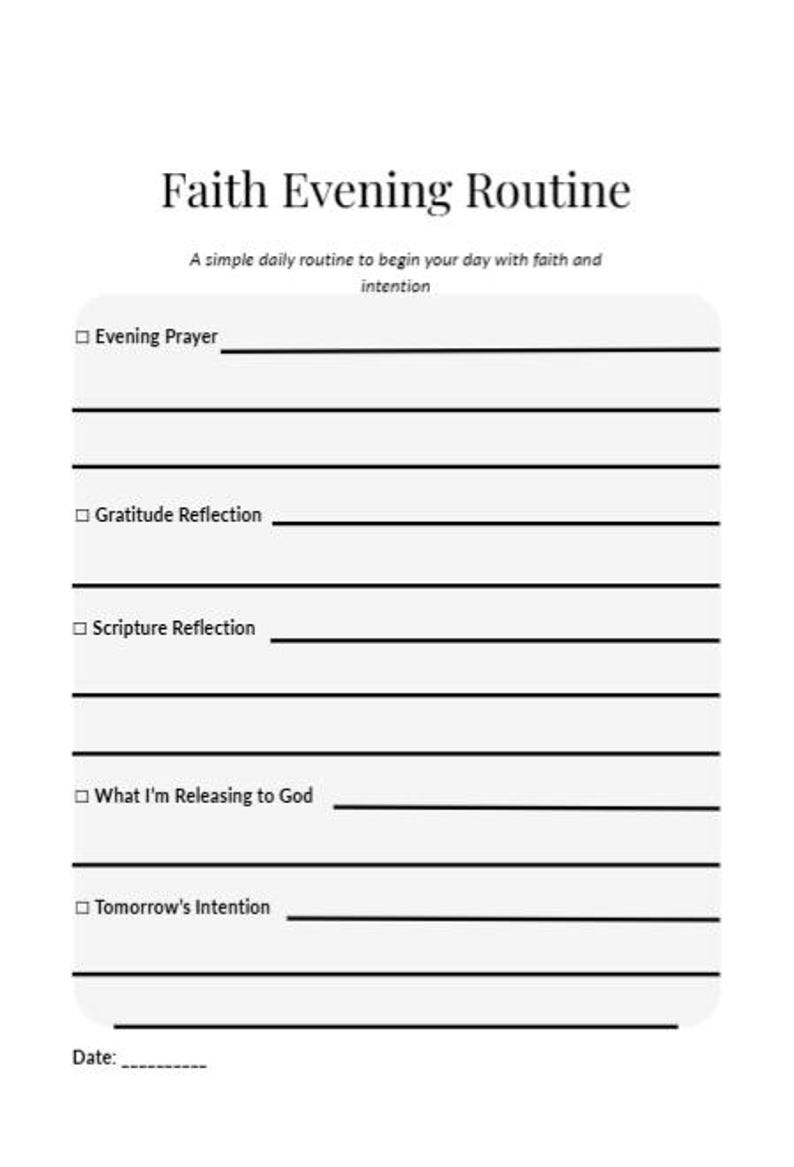 Faith Evening Routine Printable | Christian Night Routine | Night ...