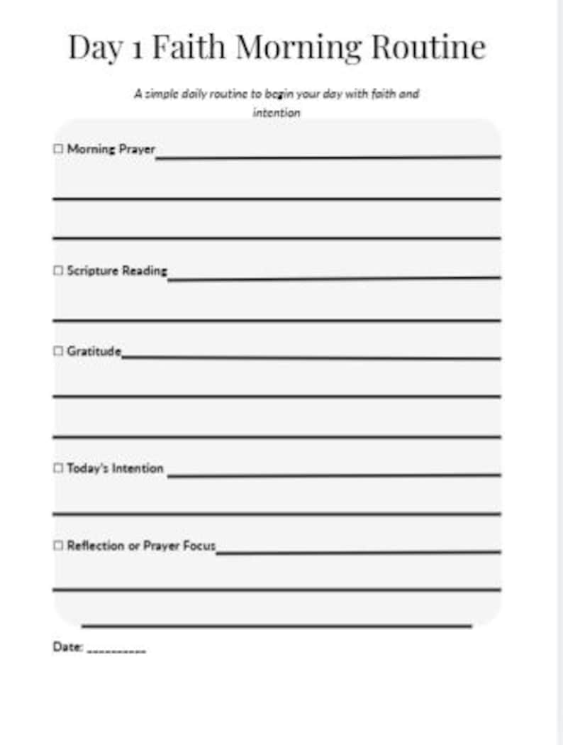 7 Day Faith Morning Routine Printable | Christian Morning Prayer ...