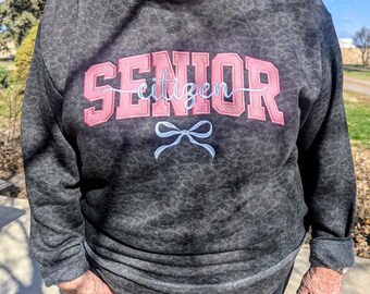 Senior Citizen shirt for Women - Funny Embroidered Crewneck - Retro Senior tee