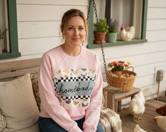 Homebody Chicken Patch Shirt • Farm Life Appliqué Tee • Homestead Graphic Top