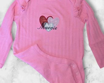 Personalized Baby Girl embroidered Valentine's Day Shirt