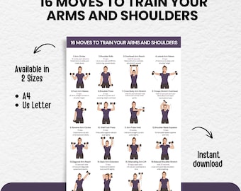Arm Workout for Women Printable, Dumbbell Arm & Shoulder Exercises,16 Moves Fitness Poster, Home Workout Routine, Digital Download