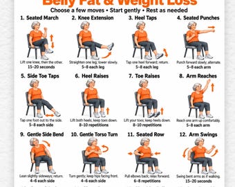 Chair Exercises for Weight Loss & Belly Fat | 16 Seated Core Exercises to Strengthen Abs and Support Fat Loss | Low Impact Home Workout PDF