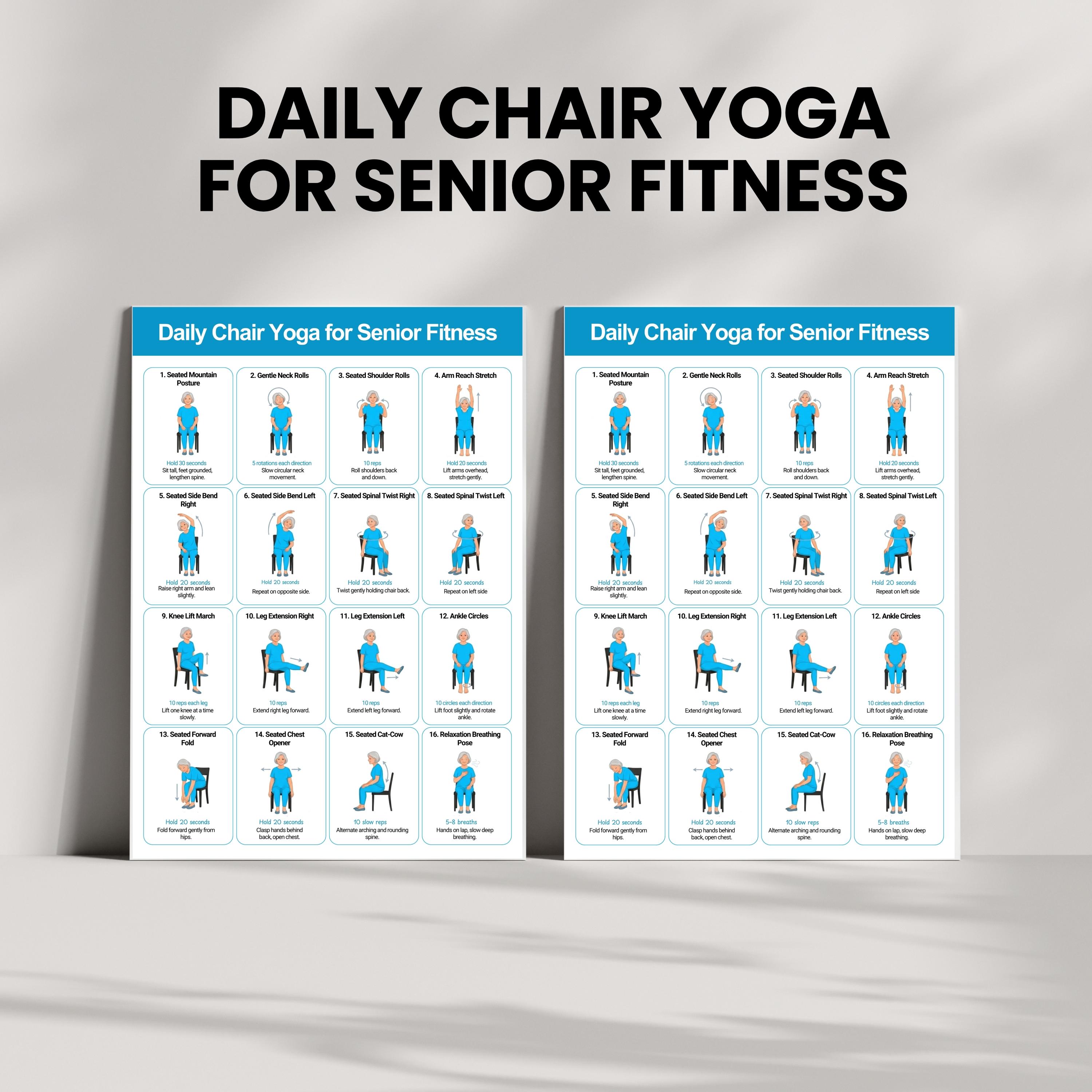 Chair Yoga for Seniors | Printable Seated Chair Yoga Chart Digital ...
