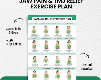 TMJ Pain Relief Exercises PDF | Jaw & Neck Mobility Chart | TMJ Jaw Pain, Clenching Relief, Facial Exercises | Instant Printable Download