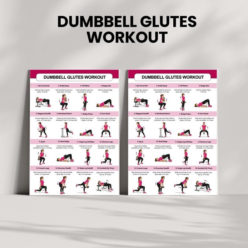 Dumbbell Glutes & Legs Workout Poster, Lower Body Exercises PDF ...