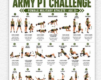 Desafio de Calistenia Militar de 21 Dias para Mulheres | Plano de Treino de Peso Corporal do Exército para Imprimir | Pôster de Treinamento Funcional em Casa (PDF)