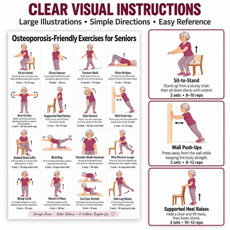 Osteoporosis Exercises for Seniors, Bone Health Workout Guide, Fall ...