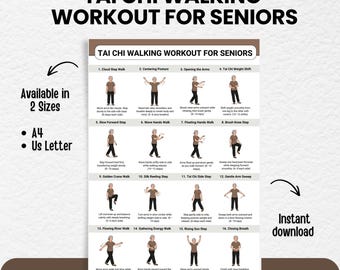 Printable Tai Chi Walking Workout for Women, Tai Chi Walking Chart, Balance Exercises for Seniors and Beginners, Exercise Pdf