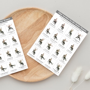 Chair Aerobics for 60+ Senior Women Printable Exercise Chart — Two Size Options A4 and US Letter — Gentle Seated Workout Poster for Elderly Women — Low Impact Home Fitness Digital Print