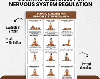 Somatic Exercises for Nervous System Regulation Printable | Vagus Nerve Exercise Chart for Women | Stress & Anxiety Relief Digital Download